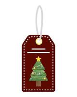 pinheiro feliz natal com etiqueta pendurada vetor