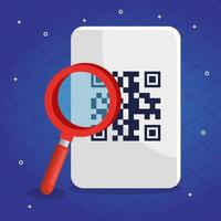 código qr sobre recibo e desenho vetorial lupe vetor