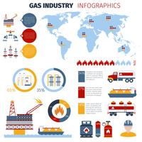Conjunto de infográficos de gás vetor