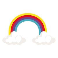 arco-íris com ícone de nuvens isoladas vetor