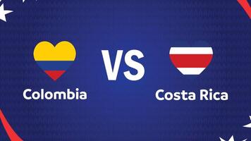 Colômbia e costa rica Combine bandeira coração americano futebol EUA 2024 abstrato Projeto logotipo símbolo americano futebol final ilustração vetor