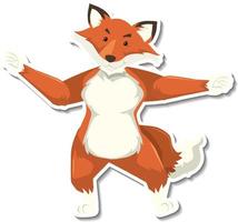 adesivo de desenho animado de animal dançando raposa vetor
