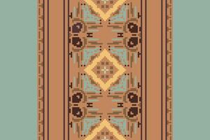 dupatta padronizar desatado nativo americano, motivo bordado, pixel ikat bordado Projeto para impressão egípcio padronizar tibetano mandala bandana vetor