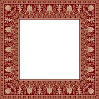 ouro e vermelho quadrado clássico grego ornamento. europeu ornamento. fronteira, quadro, Armação antigo Grécia, romano Império. vetor