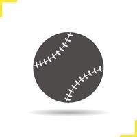 ícone de bola de beisebol. drop shadow softball silhouette symbol. equipamento esportivo. ilustração isolada do vetor
