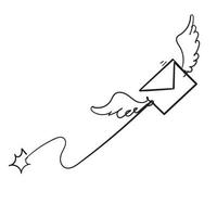 mão desenhada enviar mensagem envelope ícone doodle ilustração vetorial vetor