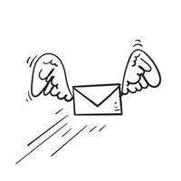 mão desenhada enviar mensagem envelope ícone doodle ilustração vetorial vetor