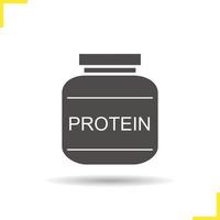 ícone de proteína em pó. soltar o símbolo da silhueta de sombra. ilustração isolada do vetor
