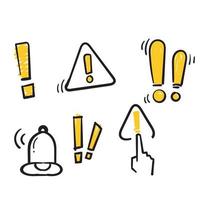 conjunto simples de avisos relacionados com ícones de linha do vetor no estilo desenhado à mão doodle. isolado