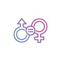 ícone de linha de igualdade de gênero e direitos iguais vetor