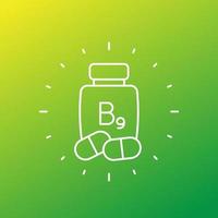 vitamina b9, ícone de vetor de linha de folato