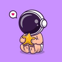fofa bebê astronauta abraço Estrela desenho animado vetor