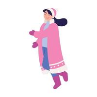mulher com casaco rosa vetor