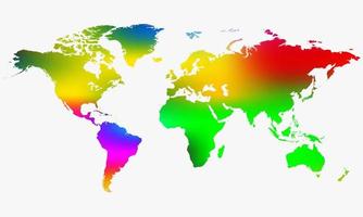 ilustração do mundo do mapa colorido do arco-íris. vetor de design de geografia.