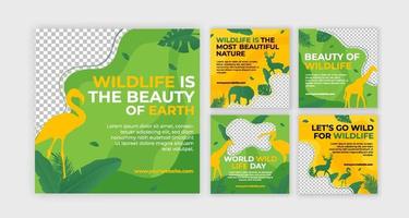coleção de mídia social para a conscientização da vida selvagem vetor