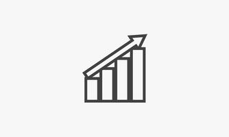 linha ícone seta para cima gráfico de crescimento isolado no fundo branco. vetor