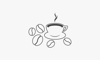 linha ícone xícara de café em grão isolado no fundo branco. vetor