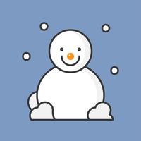 boneco de neve e neve cair, preenchido ícone de contorno para o tema de Natal vetor