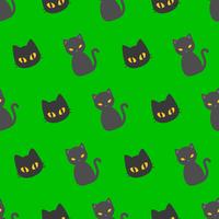 Padrão sem emenda de gato preto Halloween, design plano com máscara de recorte vetor