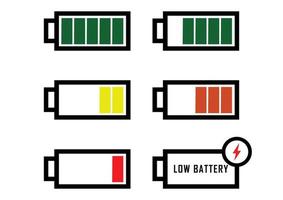 design de carga da bateria. potência de carregamento total. indicador do acumulador. ícone de bateria cheia ou fraca vetor