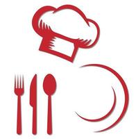 modelo de logotipo de design de chef de cozinha vermelho. ilustrações de estoque do logotipo do chef restaurante vetor