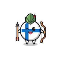 desenho da bandeira da finlândia como mascote do arqueiro medieval vetor