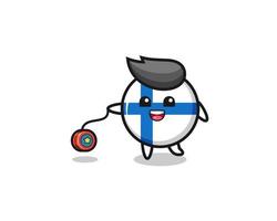 desenho da bandeira da finlândia fofa jogando um ioiô vetor