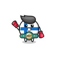 personagem mascote do boxeador bandeira da finlândia vetor