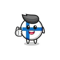 Mascote da bandeira da finlândia fazendo gesto de polegar para cima vetor