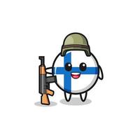 mascote da bandeira finlandesa como um soldado vetor