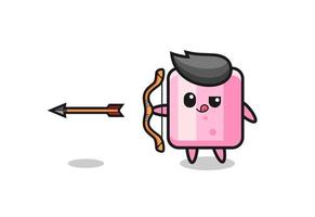 ilustração de personagem de marshmallow fazendo arco e flecha vetor