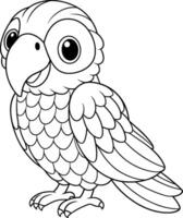 coloração página para crianças - papagaio - Preto e branco linha arte vetor