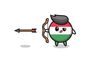 ilustração de personagem da bandeira da Hungria fazendo arco e flecha vetor