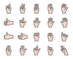 Mão, contagem, e, ícone mão gesto, como, semelhante, amor, punho, enchido, contorno, ícone