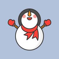 boneco de neve com luvas de cachecol e luva, ícone de contorno cheio para o tema de Natal vetor