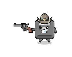 o cowboy de disquete atirando com uma arma vetor