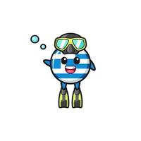 o personagem de desenho animado do mergulhador da Grécia vetor