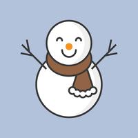 boneco de neve, ícone de contorno cheio para tema de Natal vetor