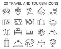 turismo ícones definir. simples símbolos para viajando a mundo vendo atrações vetor