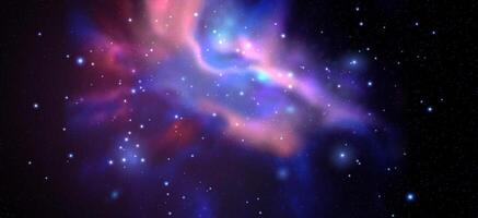 espaço fundo com realista nebulosa e brilhando estrelas. Magia colorida galáxia com poeira estelar vetor