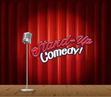 banner de stand up comedy com microfone vintage vetor