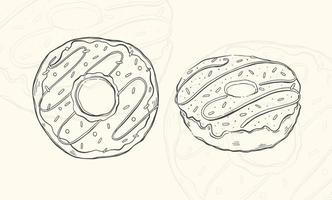 ilustração donut sketch menu de design de elemento desenhado food.hand. objeto isolado em fundo branco. vetor