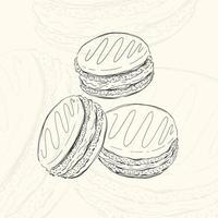 ilustração macarons croqui menu de design de elemento desenhado food.hand. objeto isolado em fundo branco. vetor