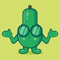 Mascote de abacate kawaii com desenho isolado de gesto confuso em estilo simples vetor