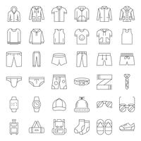 Conjunto de ícones de linha fina de roupas e acessórios masculino 2 vetor