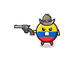 o caubói da bandeira da Colômbia atirando com uma arma vetor