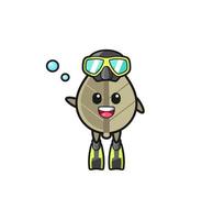 o personagem de desenho animado do mergulhador de folhas secas vetor