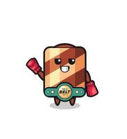 personagem mascote wafer roll boxer vetor