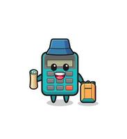 personagem mascote da calculadora como caminhante vetor