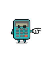 mascote da calculadora com gesto de apontar para a direita vetor